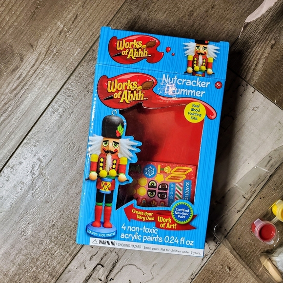 NIB Works of Ahhh... Nutcracker Drummer Real Wood Painting Kit Ages 5+ - Picture 10 of 10